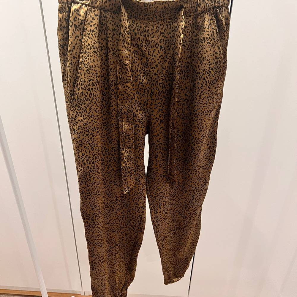 Joie Leopard Print Joggers in Brown and Black